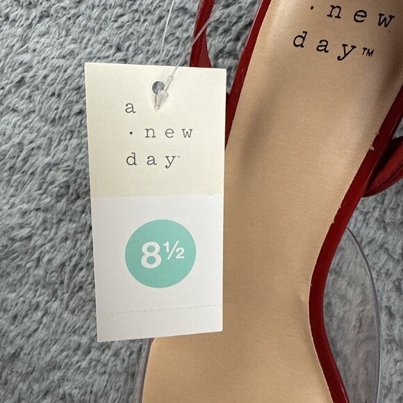 A New Day Shoes Eleanor Heart Kitten Heels Clear Strap Dressy - Picture 2 of 8